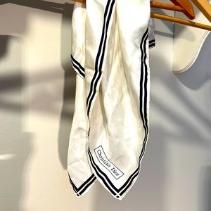 Christian Dior vintage square cream colored silk scarf